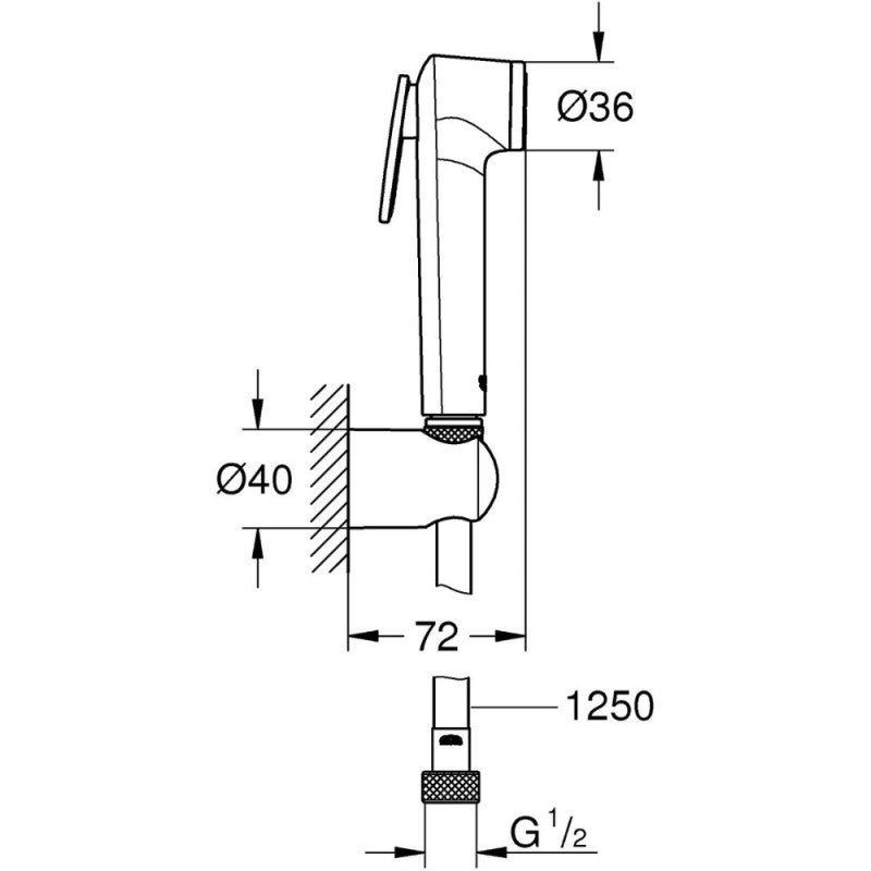 GROHE Douchette 1 jet avec support mural Vitalio Trigger Spray 30 Chromé - 3
