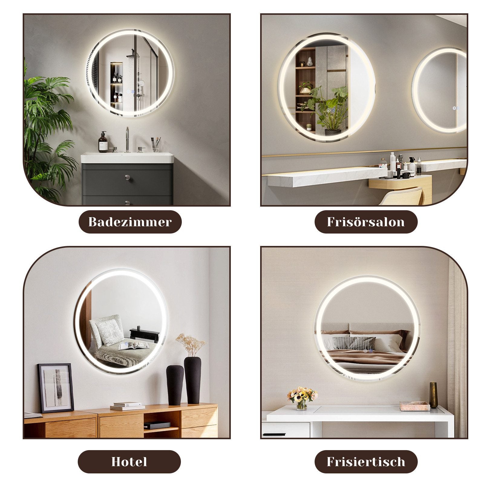 Miroir De Salle De Bain LED Ovale 50x70 Cm - Anti-buée, Lumière Froide 6000K - Fonction Mémoire - Réglable En Continu