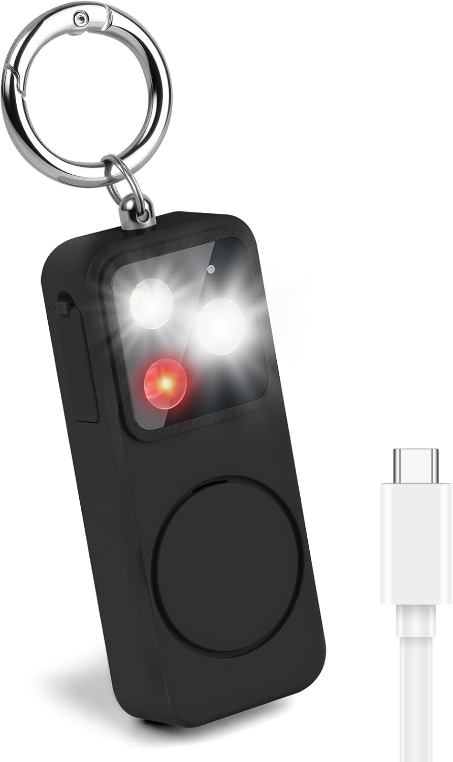 Alarm osobisty z diodą LED, dzwonek alarmowy o głośności 150 dB, gwizdek i alarm osobisty, mocna latarka, alarmy kieszonkowe, kompaktowy brelok awaryj