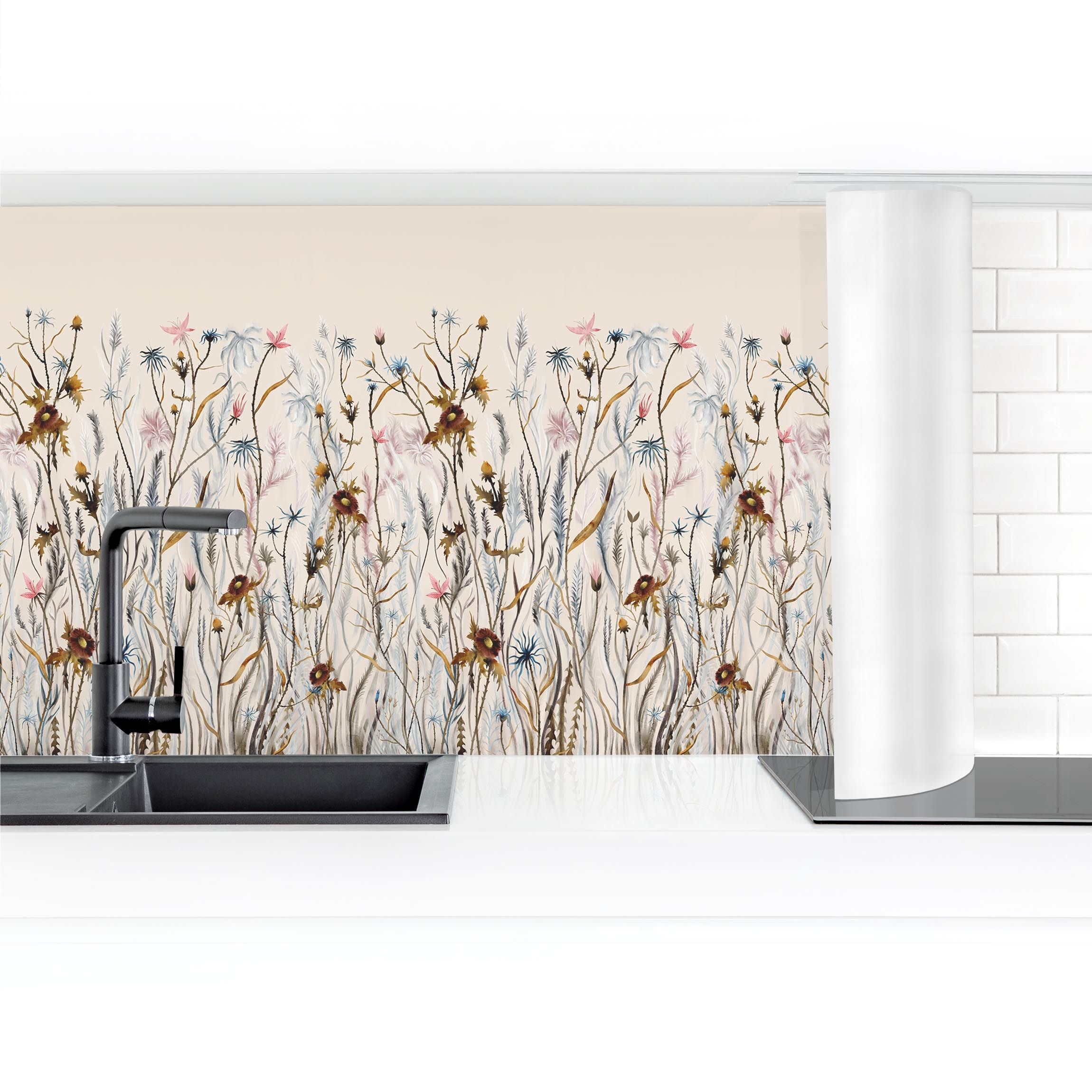 Crédence cuisine moderne crédence adhésive imperméable et résistant à l'huile autocollante sur mur et carrelage sauvage fleurs 200 x 50 cm - 4