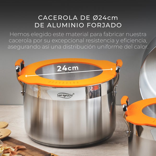 San Ignacio Compact Casseruola Con Coperchio Da 20 Cm – Alluminio Forgiato Nero Lucido, Adatta A Induzione, Capacità 3,5 L