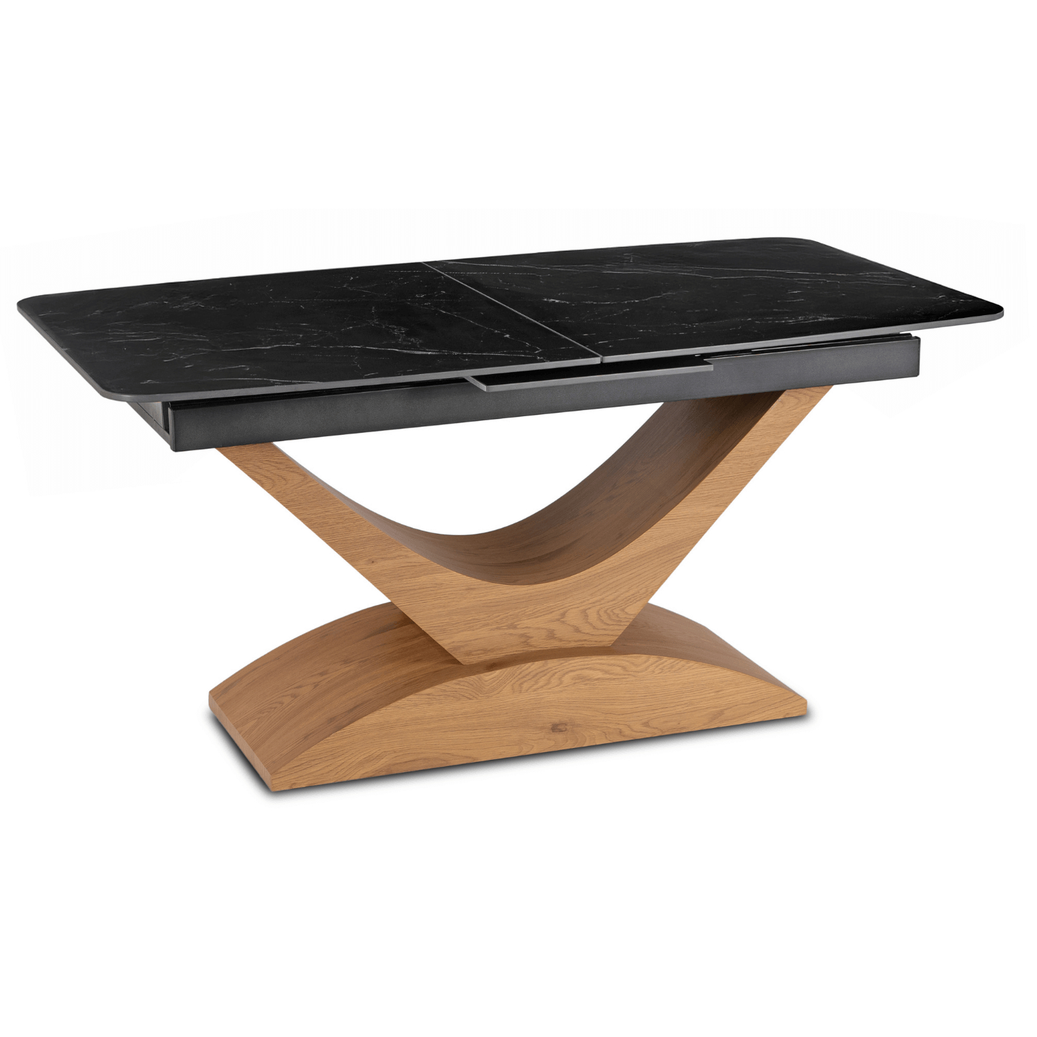 Stół Ceramiczny Rozkładany Spiek Kwarcowy Do Salonu Czarny ALICANTE 160/200