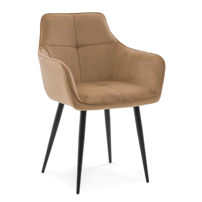 Krzesło tapicerowane welurowe QUATTRO velvet aksamit beżowy
