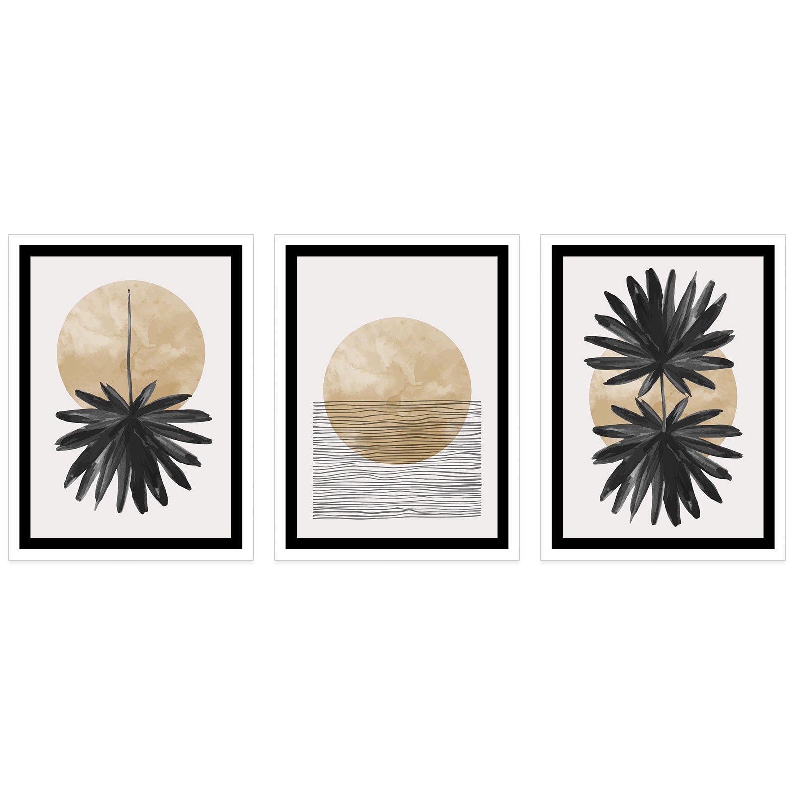 Lot de 3 Affiches / Posters Triptyque - Brune soleil 3617689996219 - Bordure Noire et Blanche - 3 Affiches - 21x29,7 cm (Cadres non fournis) - 4