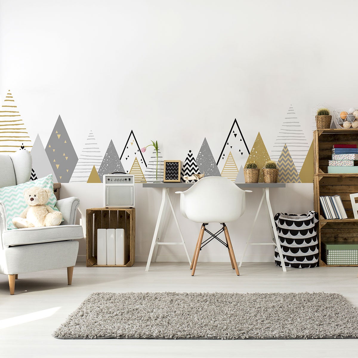 Vinilo niño escandinavo de montaña gevika - adhesivo de pared - revestimiento sticker mural decorativo - 70X115cm - 5