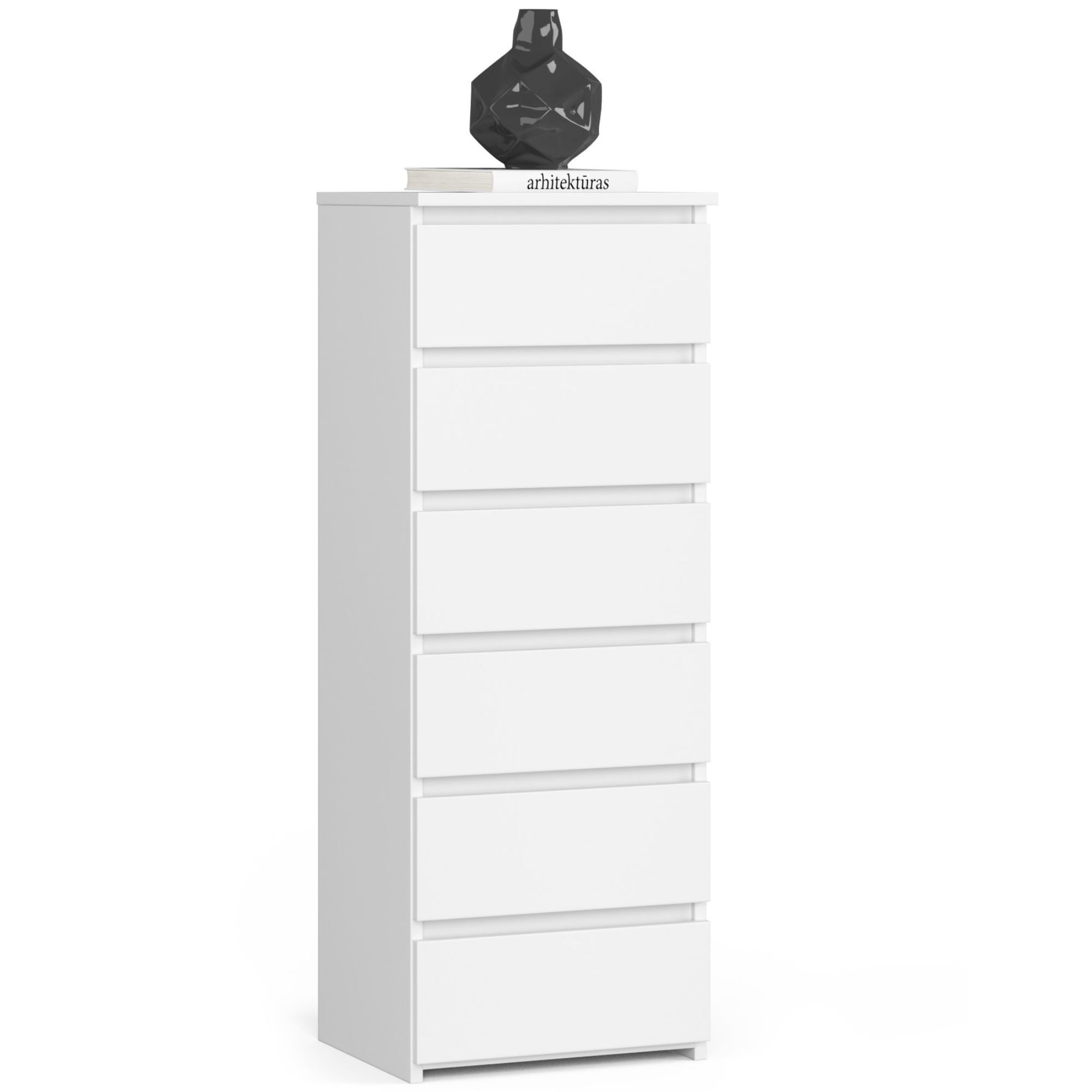 Komoda AKORD CL6 Biała 40 cm 6 szuflad fronty kolor Biały mat 40x35x109 cm