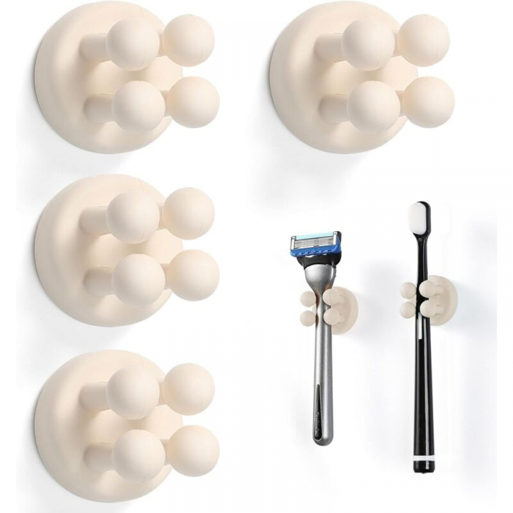 uchwyty na szczoteczki do zębów i maszynki do golenia montowane na ścianie, silikonowe, samoprzylepne i wielofunkcyjne.