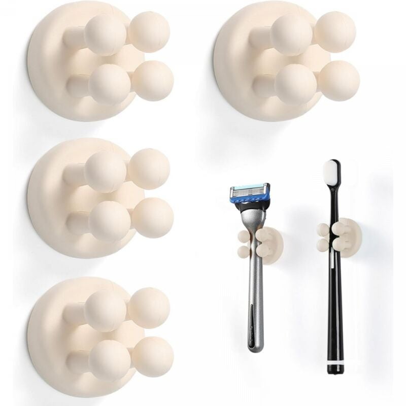 uchwyty na szczoteczki do zębów i maszynki do golenia montowane na ścianie, silikonowe, samoprzylepne i wielofunkcyjne.