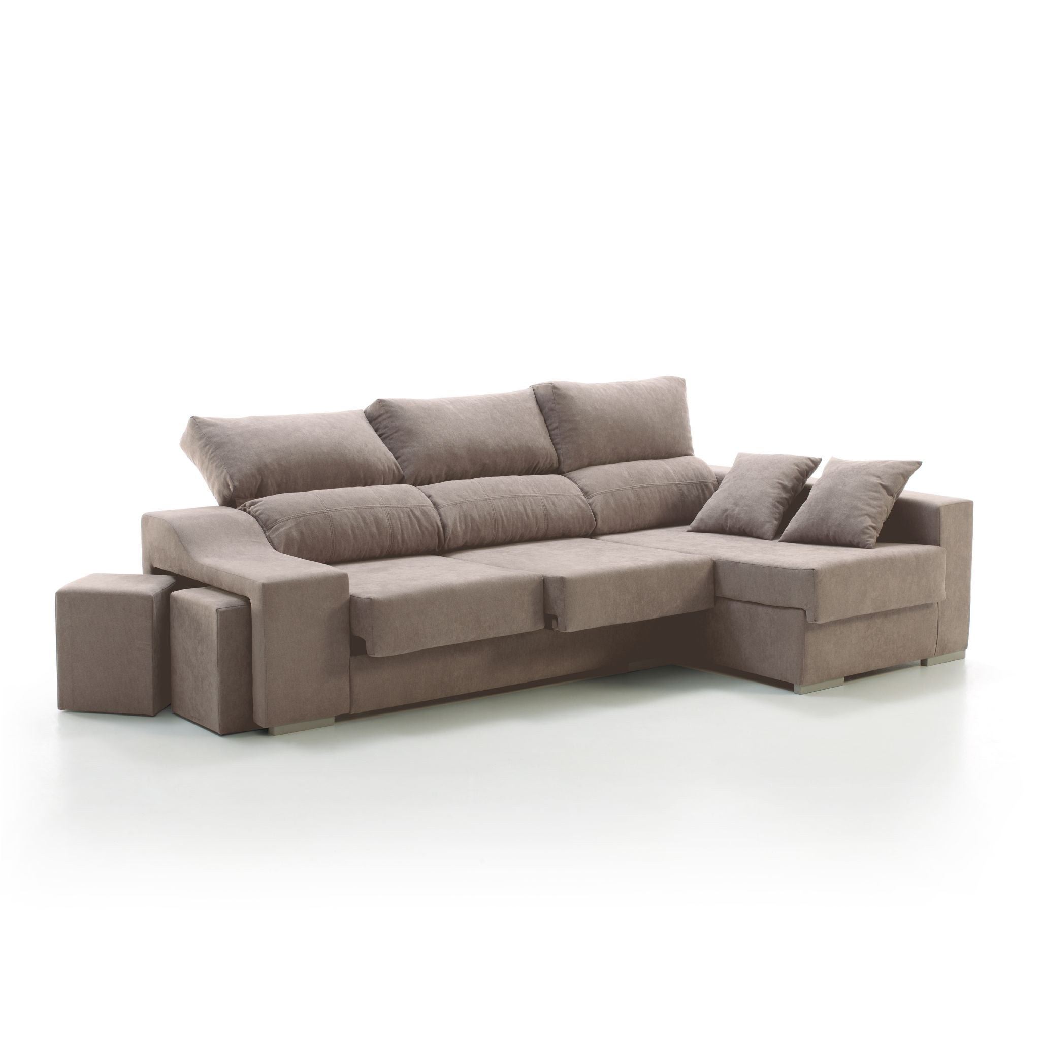 Sofa esquinero chaiselongue kvasir derecha 260x150 cm crudo 4 plazas tejido con sistema acualine desenfundable tanuk