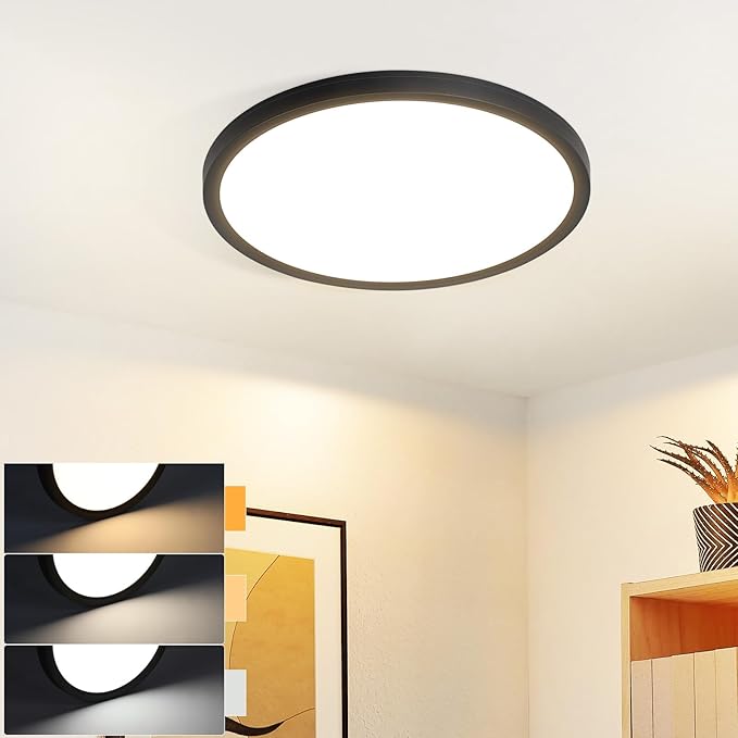 ZMH Minimalistyczna czarna lampa sufitowa LED 15W do łazienki i przedpokoju - 18 cm