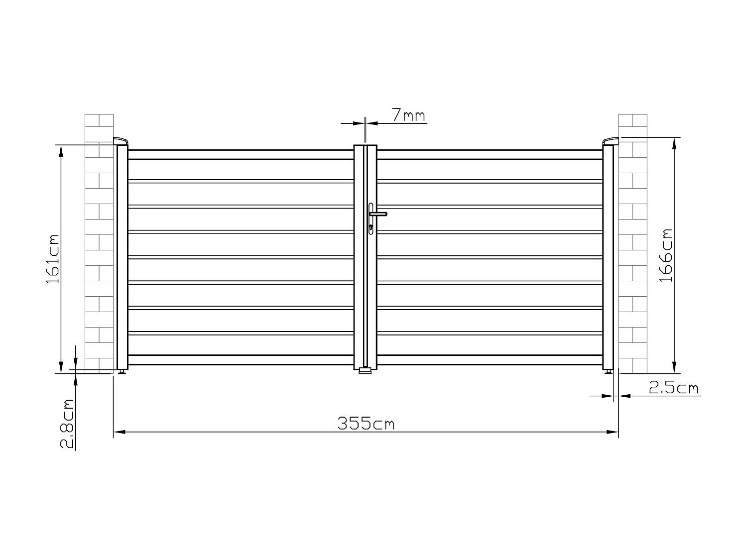 Portail battant aluminium ajouré L355 x H166 cm anthracite - PRIMO - 5