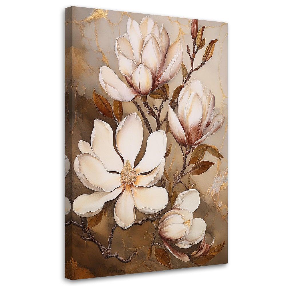 Obraz na płótnie, Magnolia Biały Kwiat Malowany 40x60