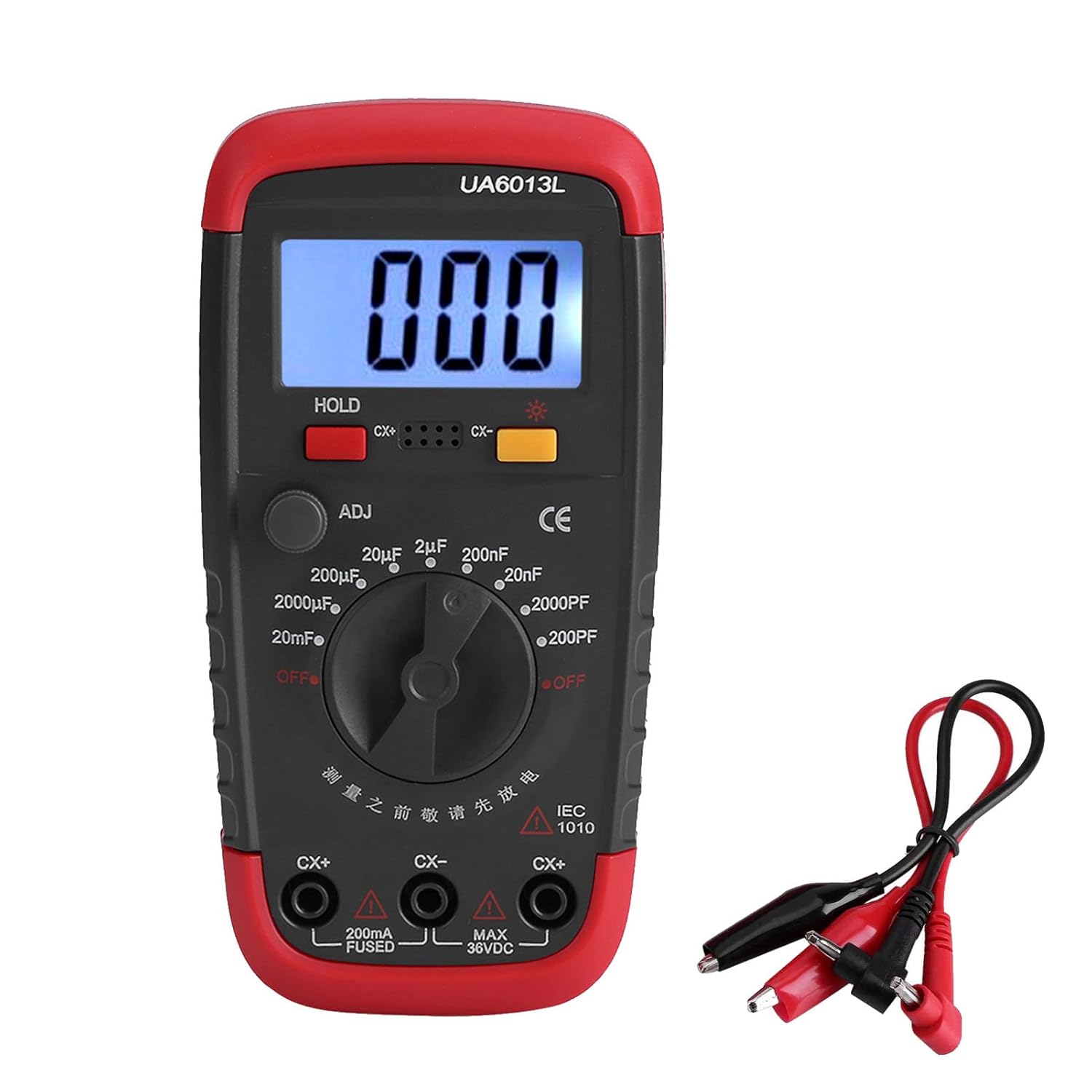 Profesjonalny miernik pojemności – Cyfrowy tester kondensatorów 0,1pF-20000uF, podświetlany ekran LCD, ochrona