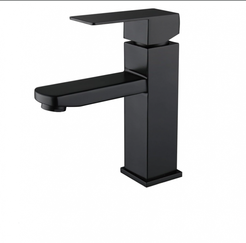 Czarny kran łazienkowy, wysoki kran umywalkowy ze stali nierdzewnej, matowoczarny kran łazienkowy, kran zlewozmywakowy