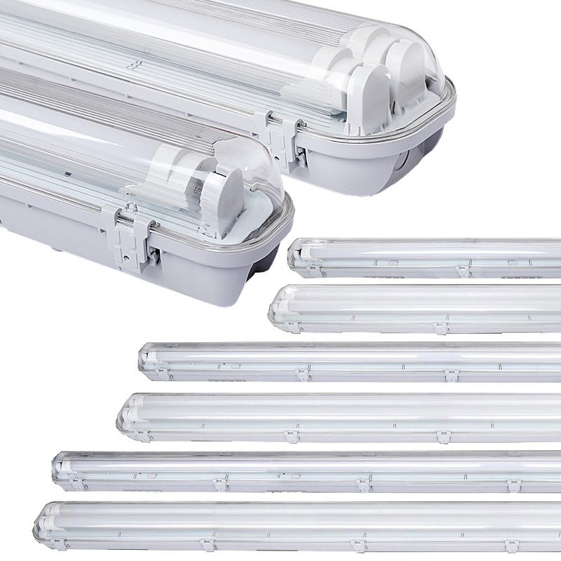Luce LED per ambienti umidi 150 cm, 2 tubi LED da officina da 24 W, plafoniera per ufficio, magazzino, cucina, parcheggio, bianco freddo | Leroy Merlin Luce LED per ambienti umidi 150 cm, 2 tubi LED da officina da 24 W, plafoniera per ufficio, magazzino, cucina, parcheggio, bianco freddo | Leroy Merlin