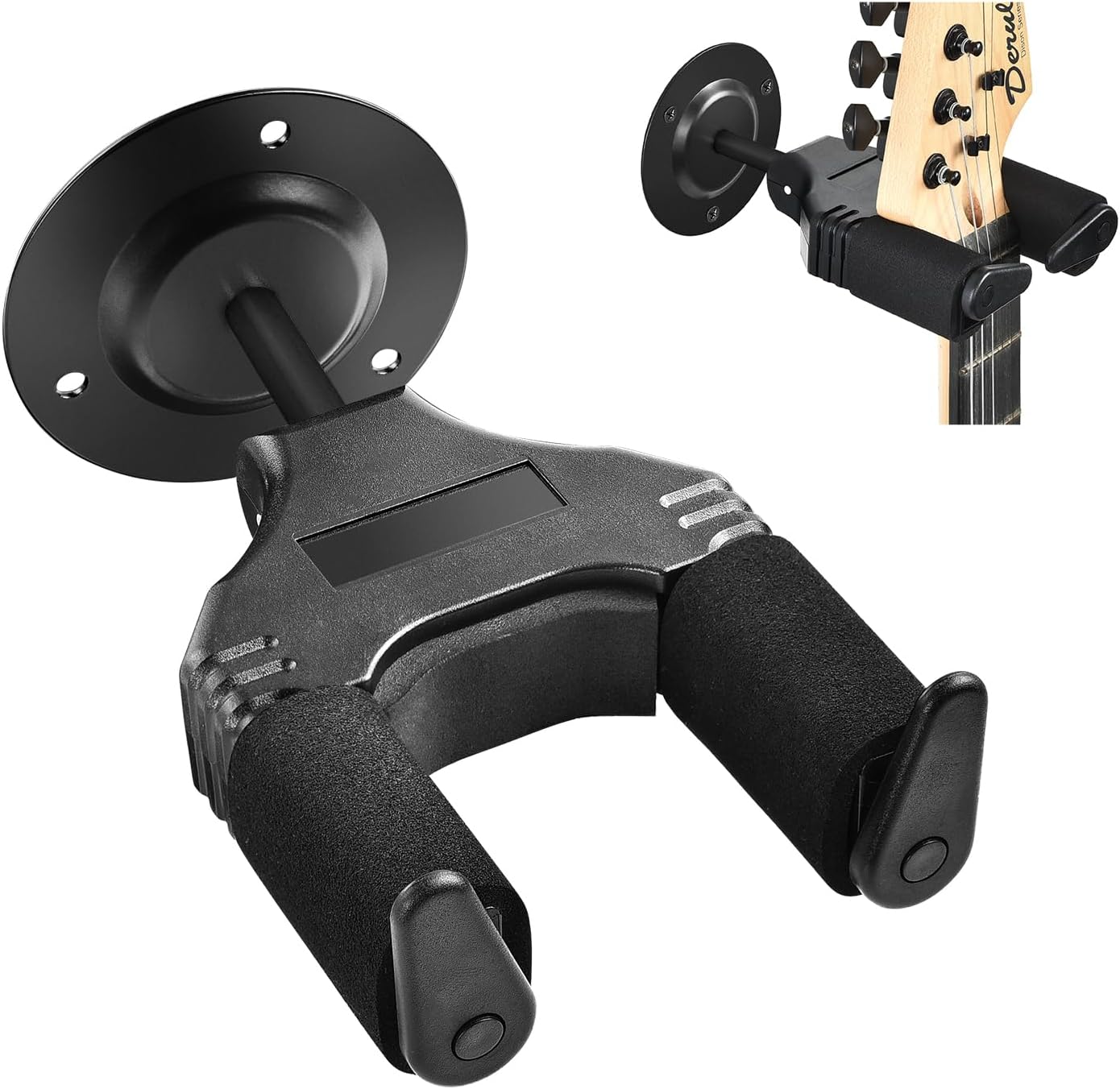 Support Mural Guitare En Noyer Noir - Lot De 2 - Pour Guitare Acoustique/électrique, Fixation Incluse - 10