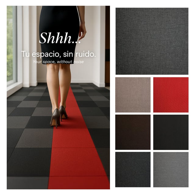 Panneaux Acoustiques Textiles Modulaires Gris Chiné 50x50 cm | Lot de 20 (5 m²) | Recyclés, Antidérapants et Doux | Modèle Eco Resonance