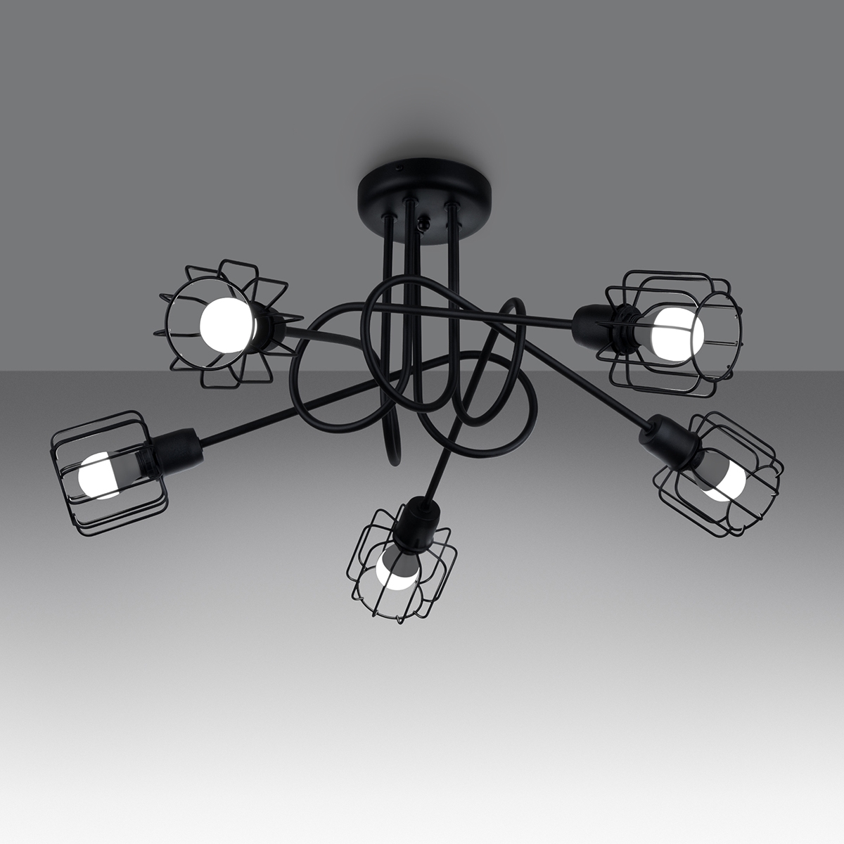 Żyrandol CELUBI 5S czarny LED 3000K - 58x58x28.5cm Sollux