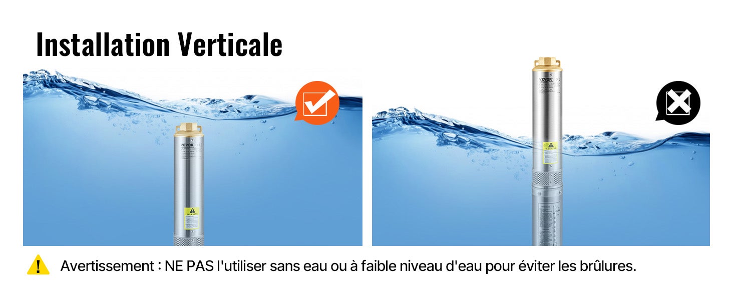 750W Pompe Immergée pour Puits VEVOR 105 L/min 62 m Pompe à Eau pour Puits Profond en Acier Inox, Pompe à Eau Électrique, Pompe de Puits Submersible - 9