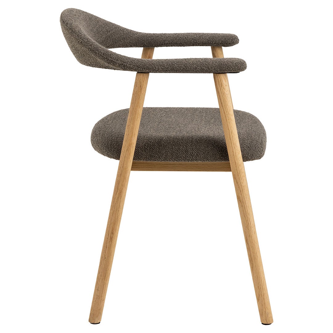 Addi krzesło stołowe z podłokietnikami bouclé szary.