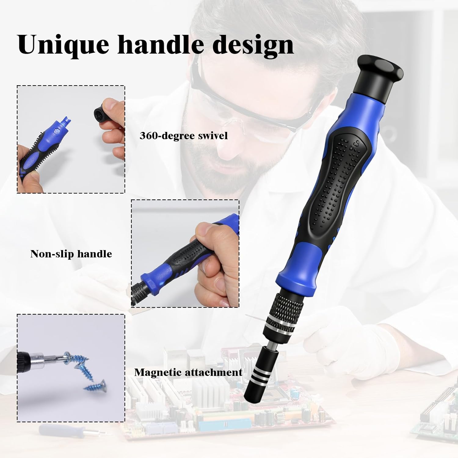 Coffret de tournevis de précision 62 pièces, embouts magnétiques et poignée antidérapante - Kit professionnel pour l'électronique et le bricolage. - 4