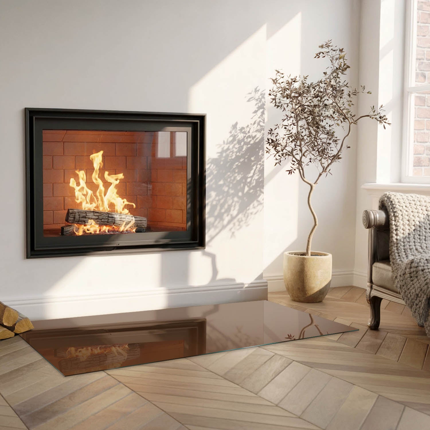 Szkło hartowane na podłogę pod kominek - 125x50 cm - Kolor Brązowy - TULUP - 5