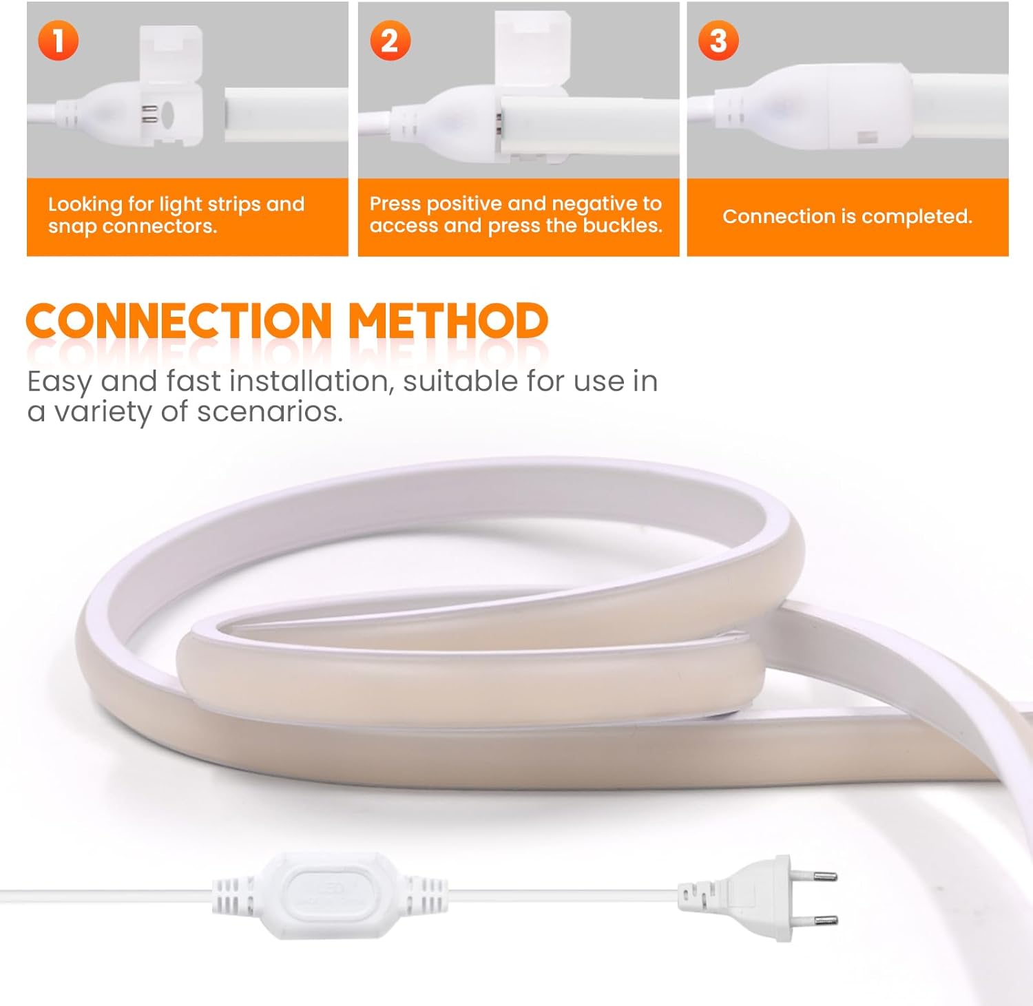 Bande LED COB 220 V, étanche IP65, flexible, 288 LED/m, blanche, 20 m, idéale pour la décoration intérieure (chambre,extérieur) - 2