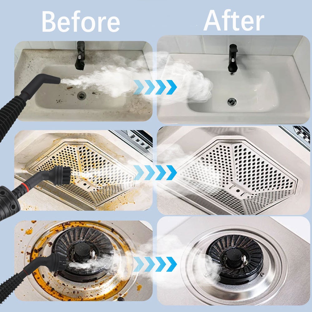 Nettoyeur vapeur multifonction avec 9 accessoires, nettoyeur vapeur à main à pression, idéal pour éliminer les taches, les poils d'animaux - 5