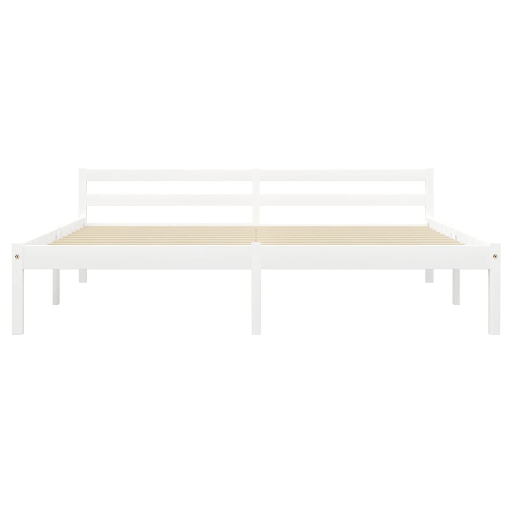 Cadre de lit sans matelas blanc bois de pin massif 160 x 200 cm - 3