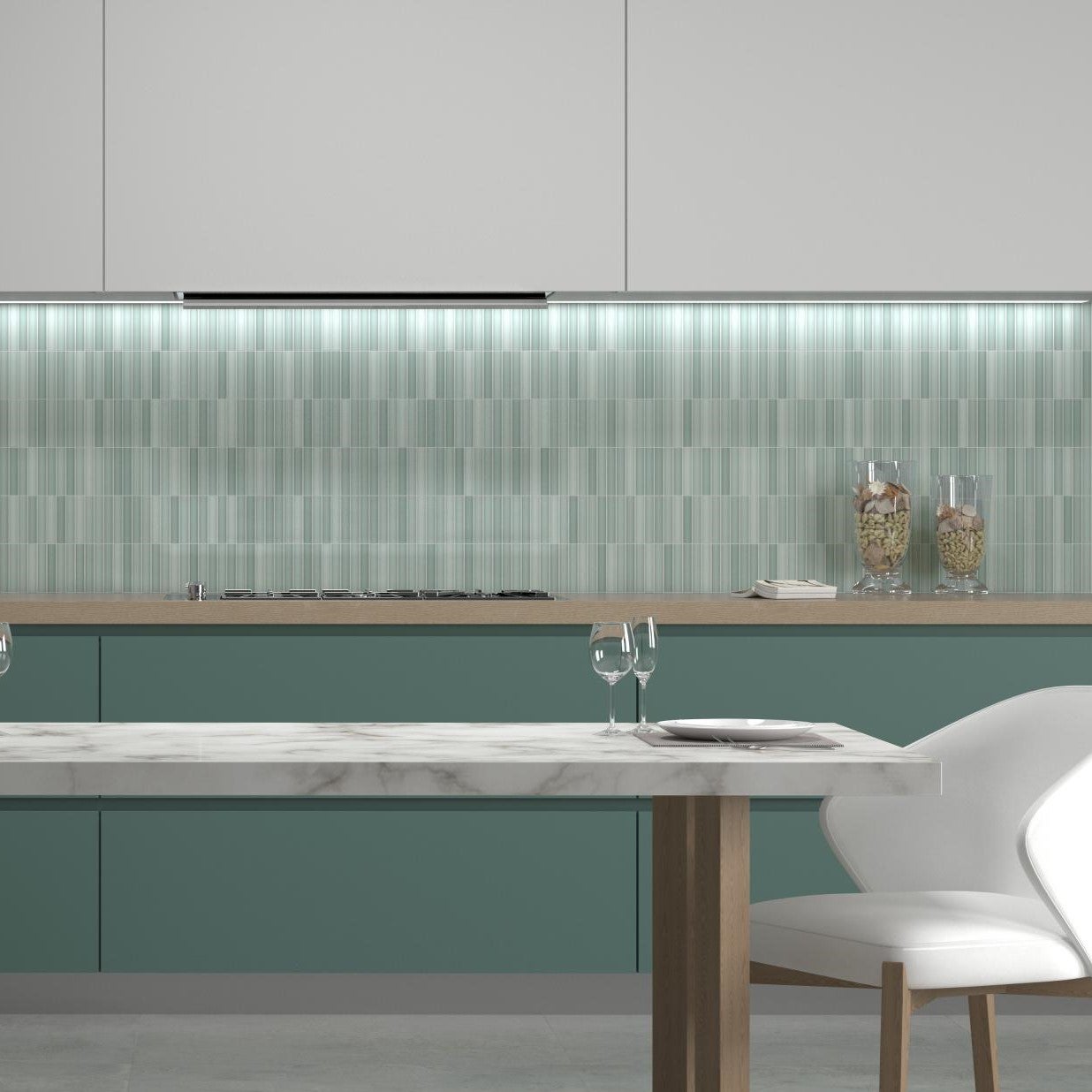 REVESTIMIENTO PORCELÁNICO PREMIUM VERDE CLARO MATE KIT-KAT MOSAICO ANISE GREEN MATT 11,5X23,1cm