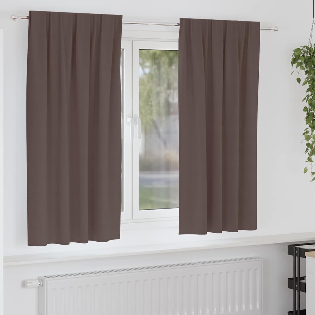 Firany blackout z kółkami 2 pcs Ciemny brąz 175 x 140 cm vidaXL