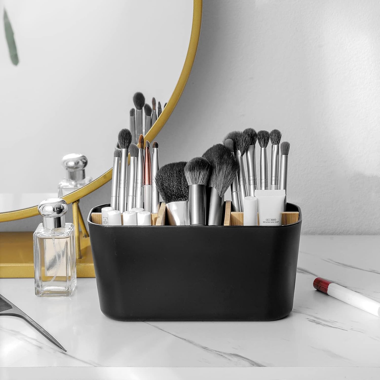 Support Brosse à Dents Bambou Anti-moisissure - Porte-Brosse Électrique avec Séparateurs Amovibles | Organisateur Salle de Bain pour Brosses - 6