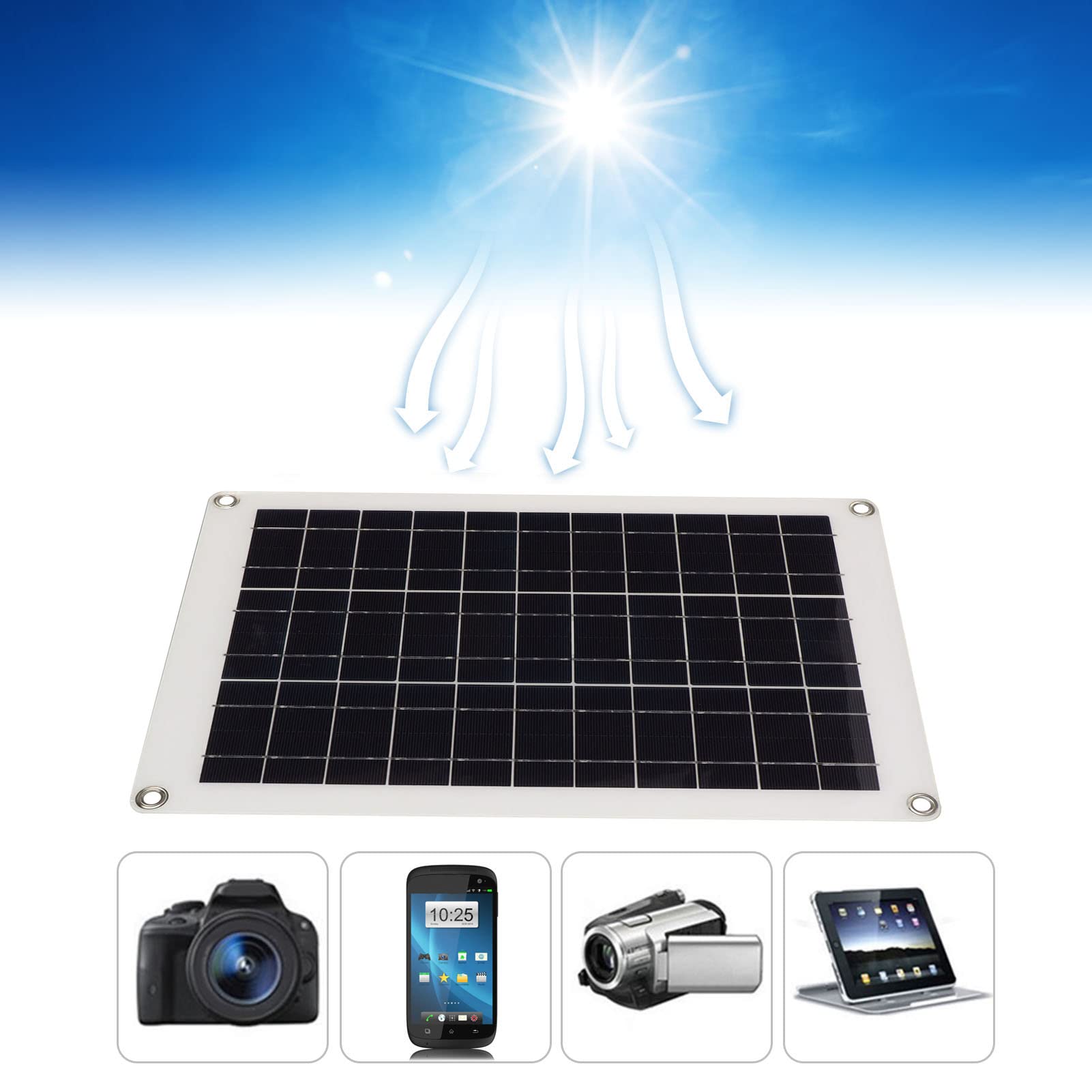 Kit pannello solare policristallino da 20 W Pannello di ricarica efficiente con doppia interfaccia USB per uso esterno - 4
