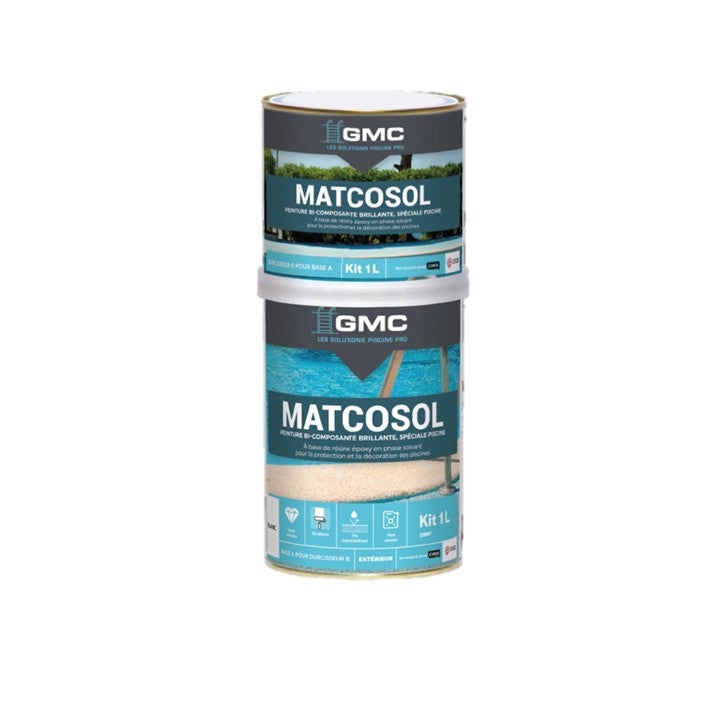 PEINTURE PISCINE MATCOSOL BLANC 1L- Résine epoxy bi- Composant grande résistance au chlore- GMC - 5