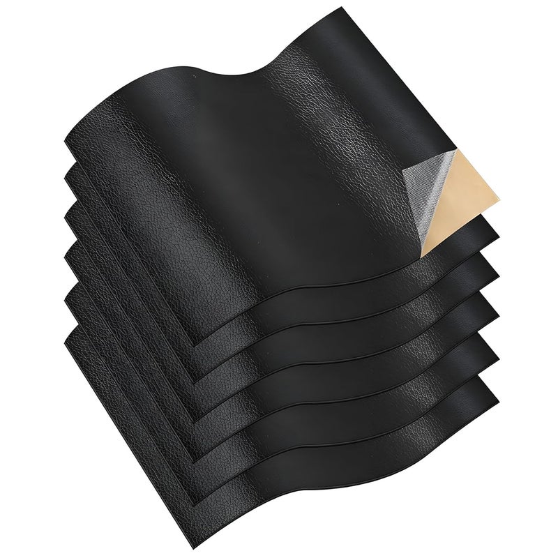 Naklejki samoprzylepne ze sztucznej skóry, 20 x 30 cm, 6 szt., czarne naklejki skórzane do naprawy sofy, wodoodporne naklejki skórzane, naprawa skóry