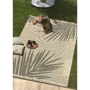 Tapis extérieur effet jute feuille CASSIS 91 Beige - 160x230 cm
