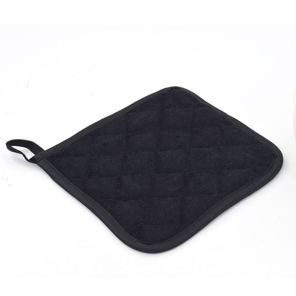 Lot De 2 Maniques De Cuisine En Tissu - 18x18 Cm, Motif Triangles Noir Et Blanc, Boucle Pour Suspension