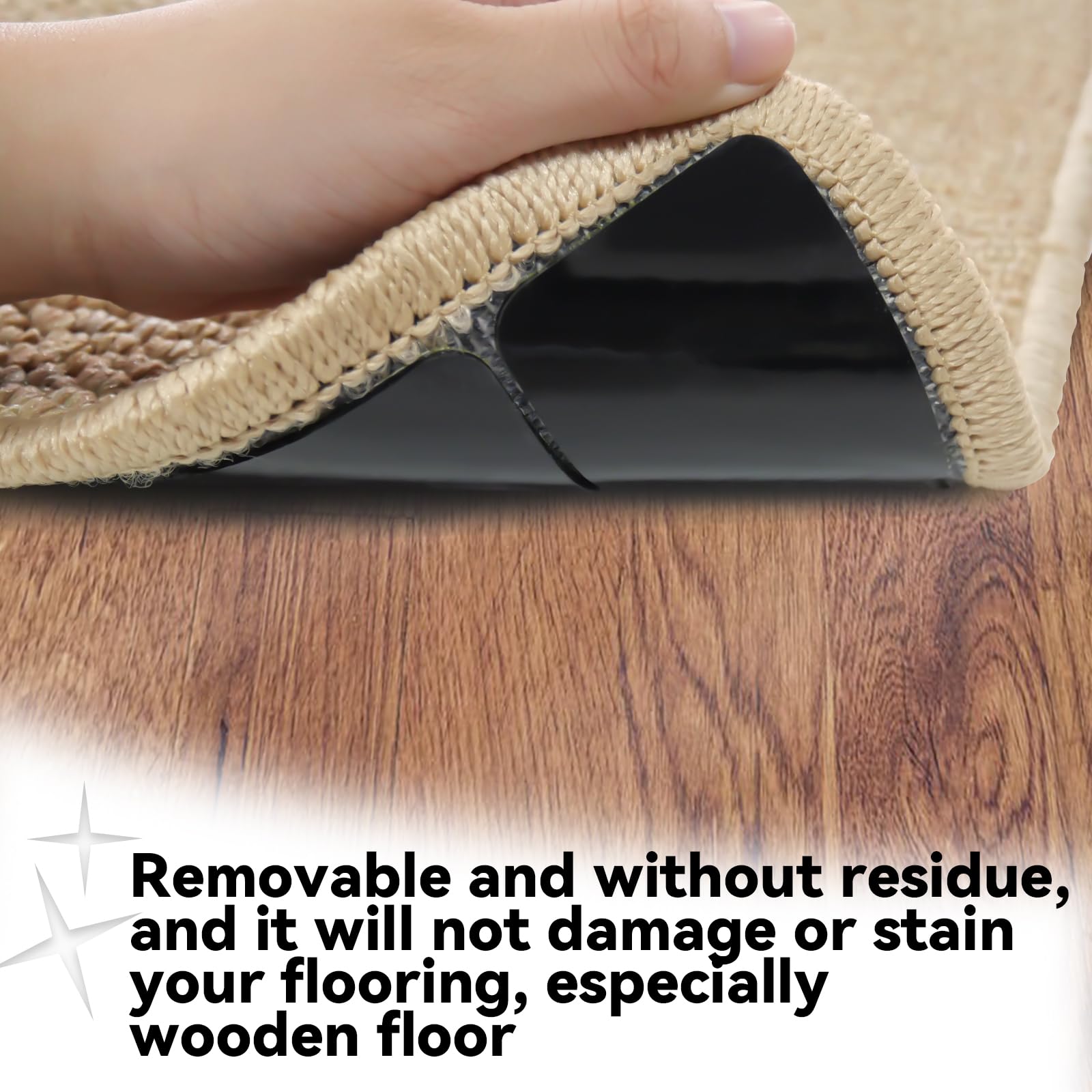 8 patins antidérapants pour tapis, réutilisables, double face, adhésifs puissants pour tapis - 4