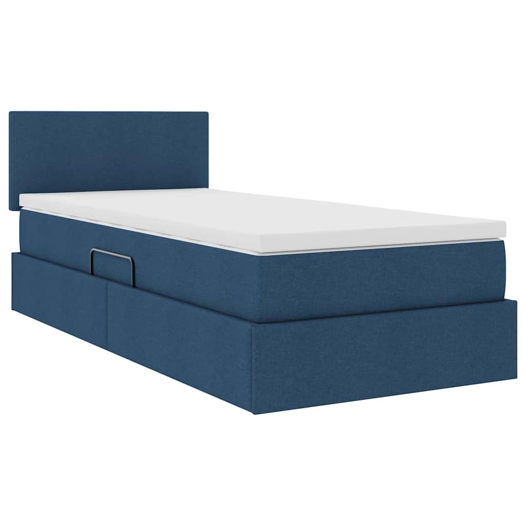 Lit avec rangement et matelas bleu 90 x 200 cm velours - 5