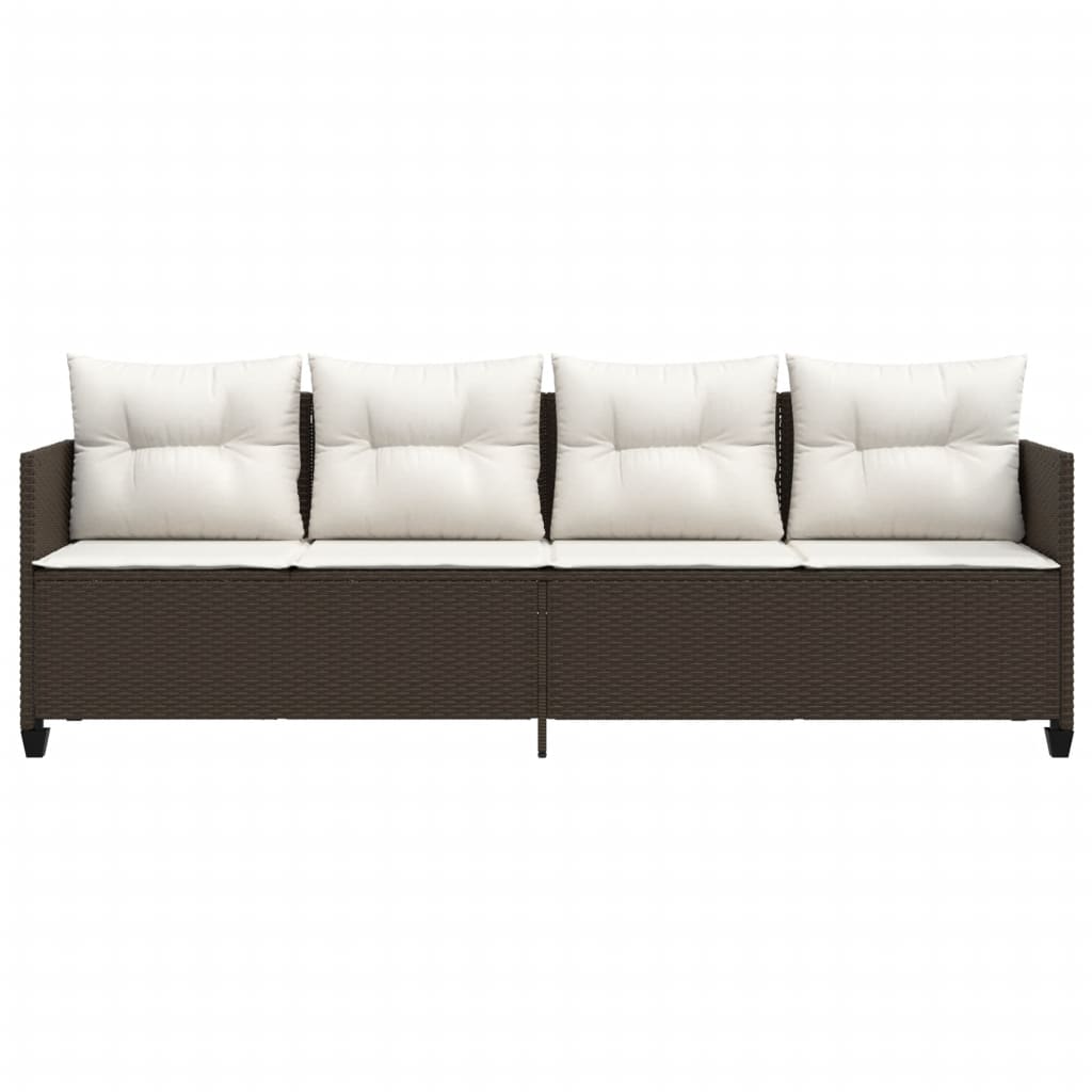 Tumbona con cojines ratán sintético marrón - COMFORTXL - 4