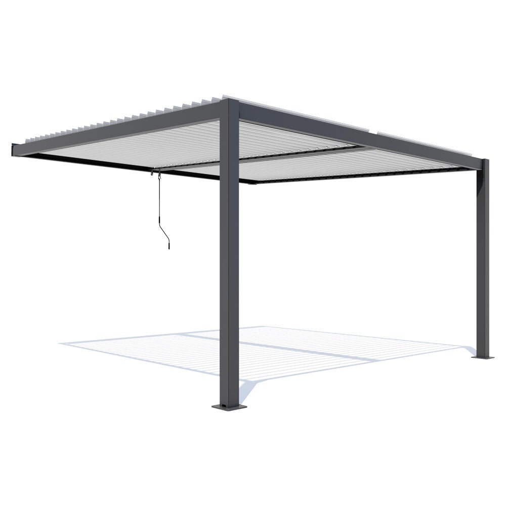 Pergola bioclimatique adossée Anthracite en Aluminium 15.52 m² - 3