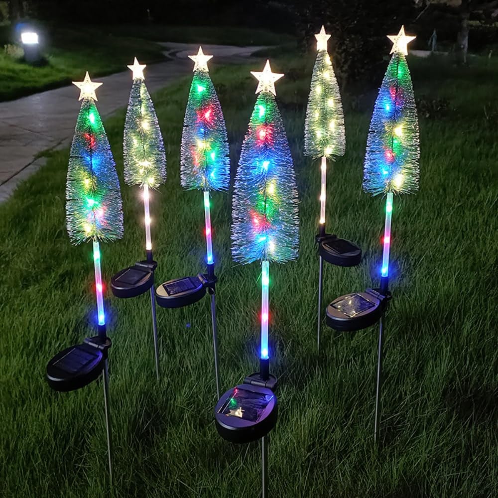 6 Pack Lumières Solaires Noël Extérieur - Arbre, Bonhomme De Neige, Renne LED 8 Modes
