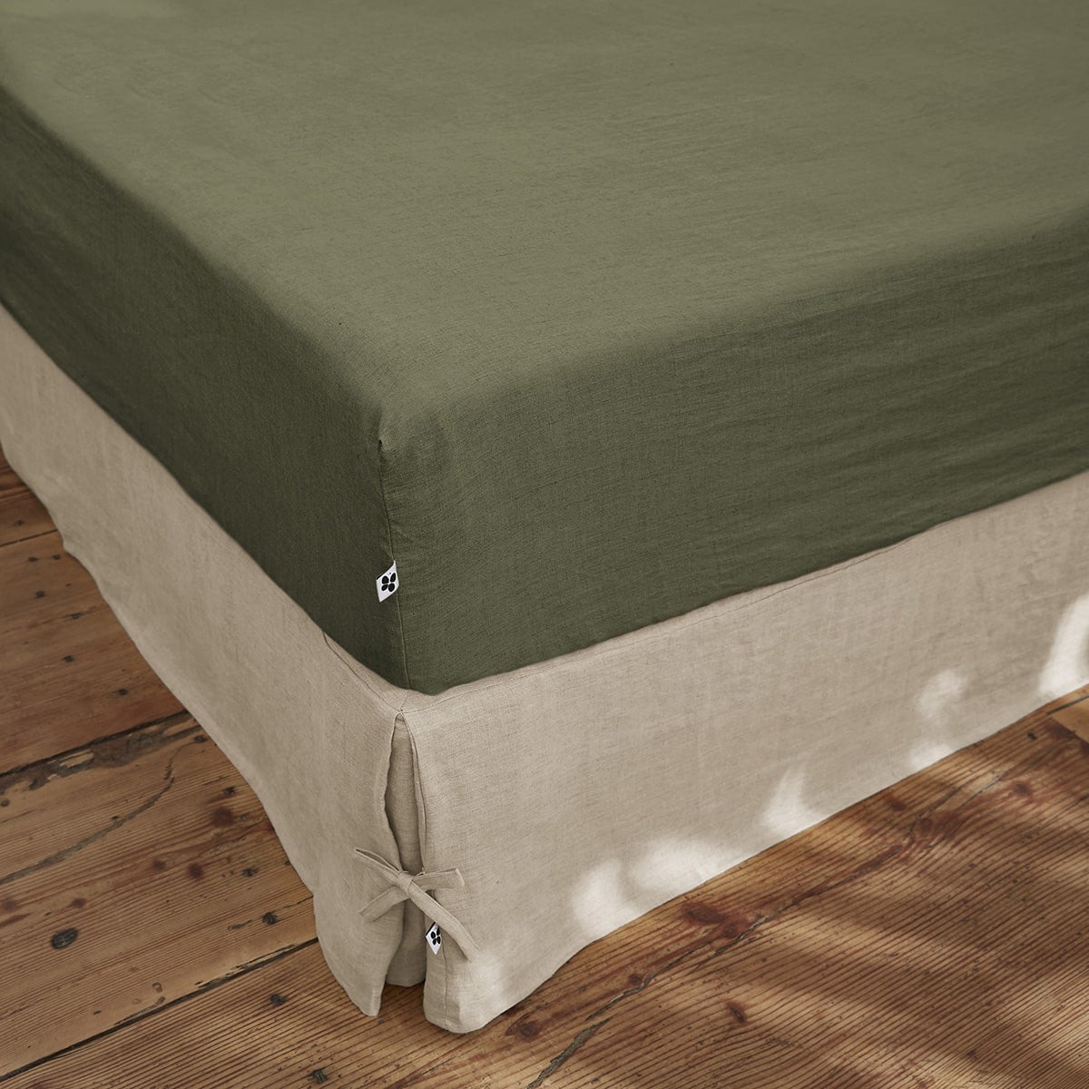 MARGAUX - Drap Housse 160x200cm Lin Lavé Coloris Thym - 2