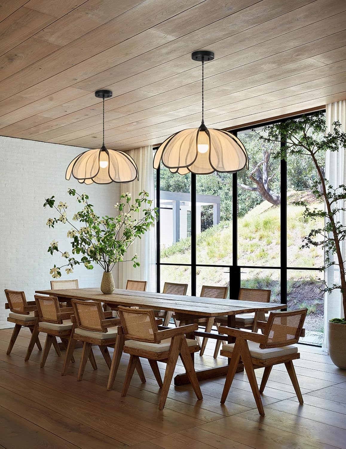 Lustre bohème, suspension en abaca tressée à la main, grand luminaire suspendu pour couloir, entrée, îlot de cuisine, salle à manger, chambre, 50 cm - 5