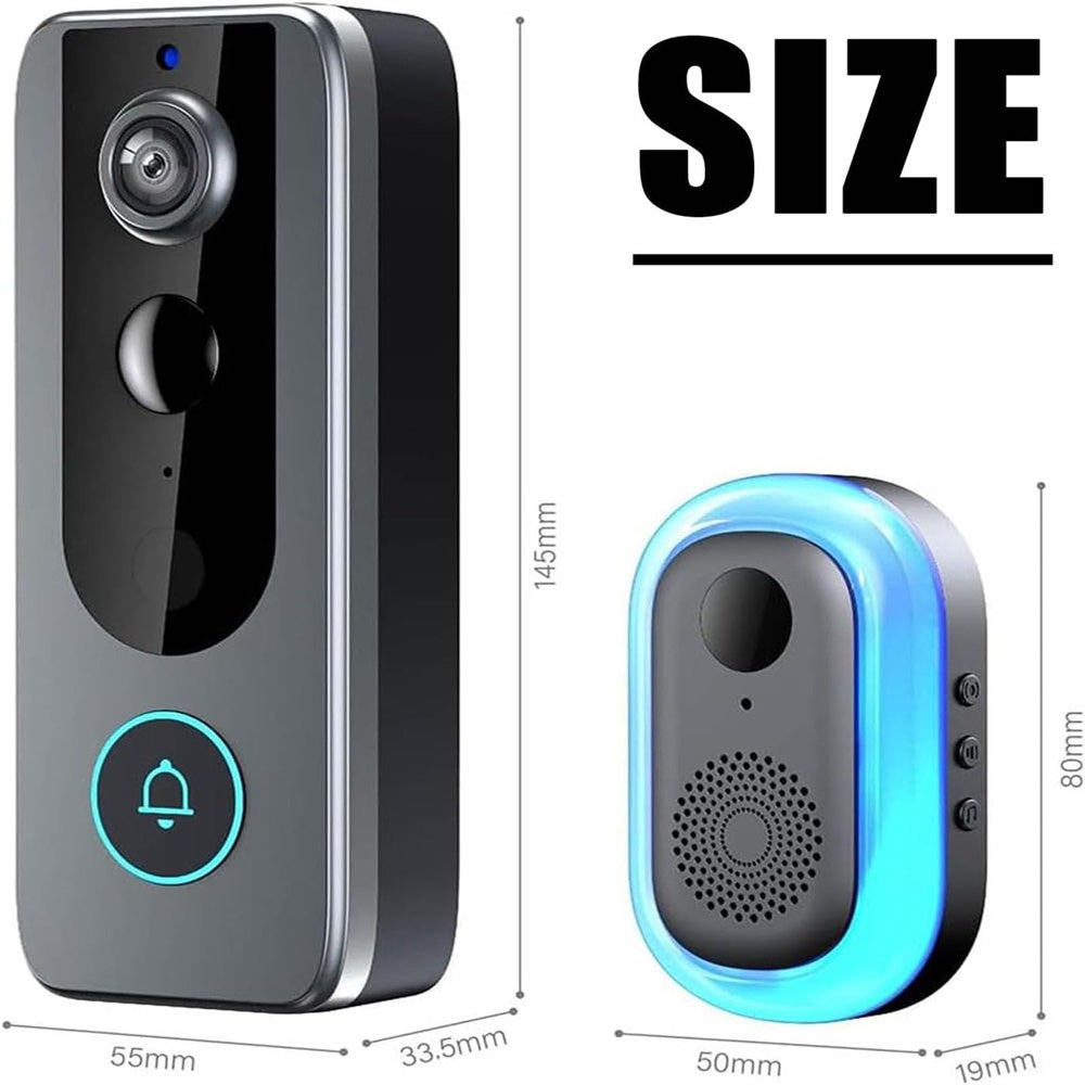 M20-Sonnette vidéo sans fil avec caméra, vision à distance, installation facile, interphone vidéo, sonnette de vision nocturne HD étanche IP65 - 8