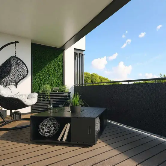 Brise-vue occultante résine tressée grillage clôture et balcon noir LG: 4M x HT: 0M70 - Concept Maison et Jardin