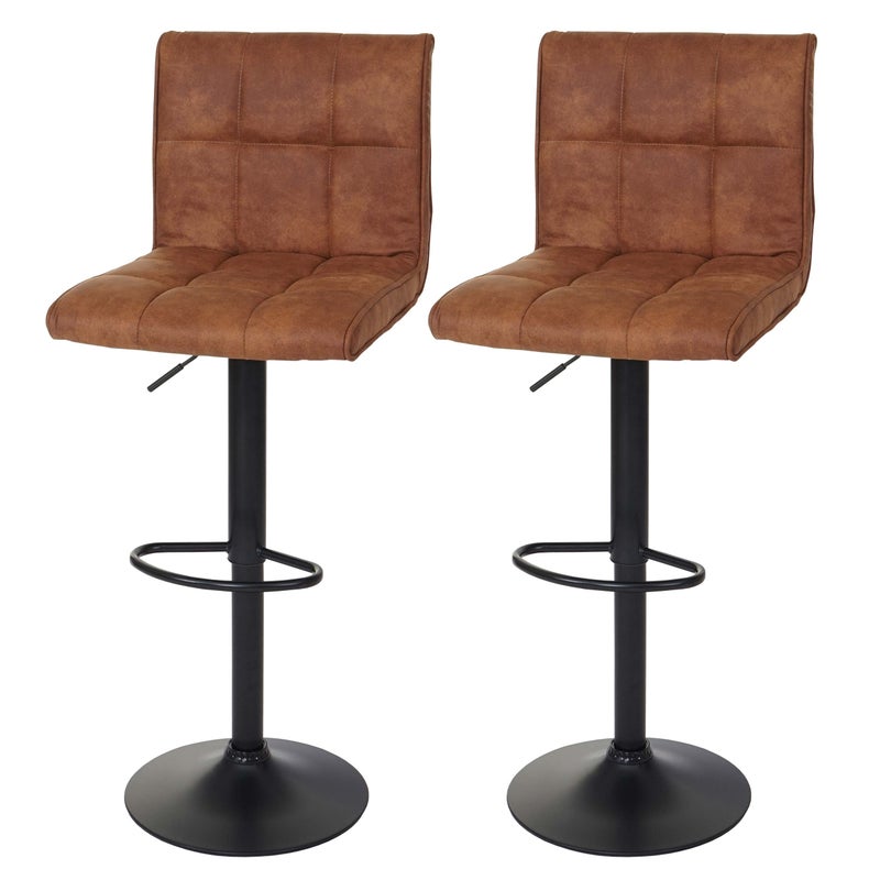 Zestaw 2 stołków barowych HWC-B13, stołek barowy, imitacja zamszu z certyfikatem MVG ~ vintage jasnobrązowy