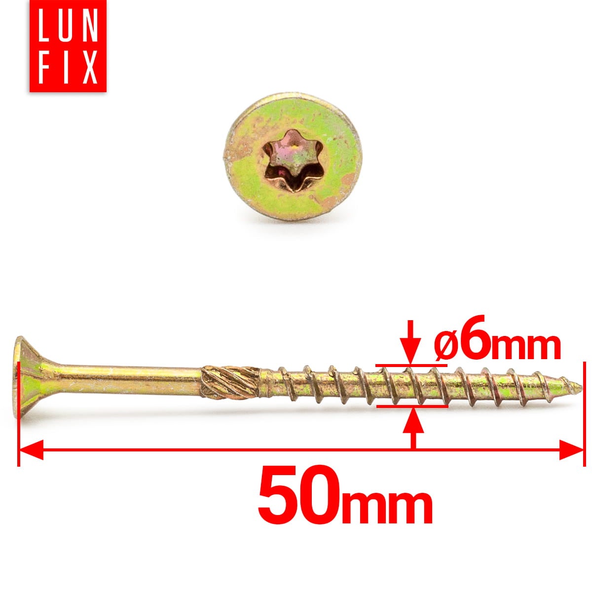 Wkręty ciesielskie z łbem stożkowym 6x50mm 200szt. - 2