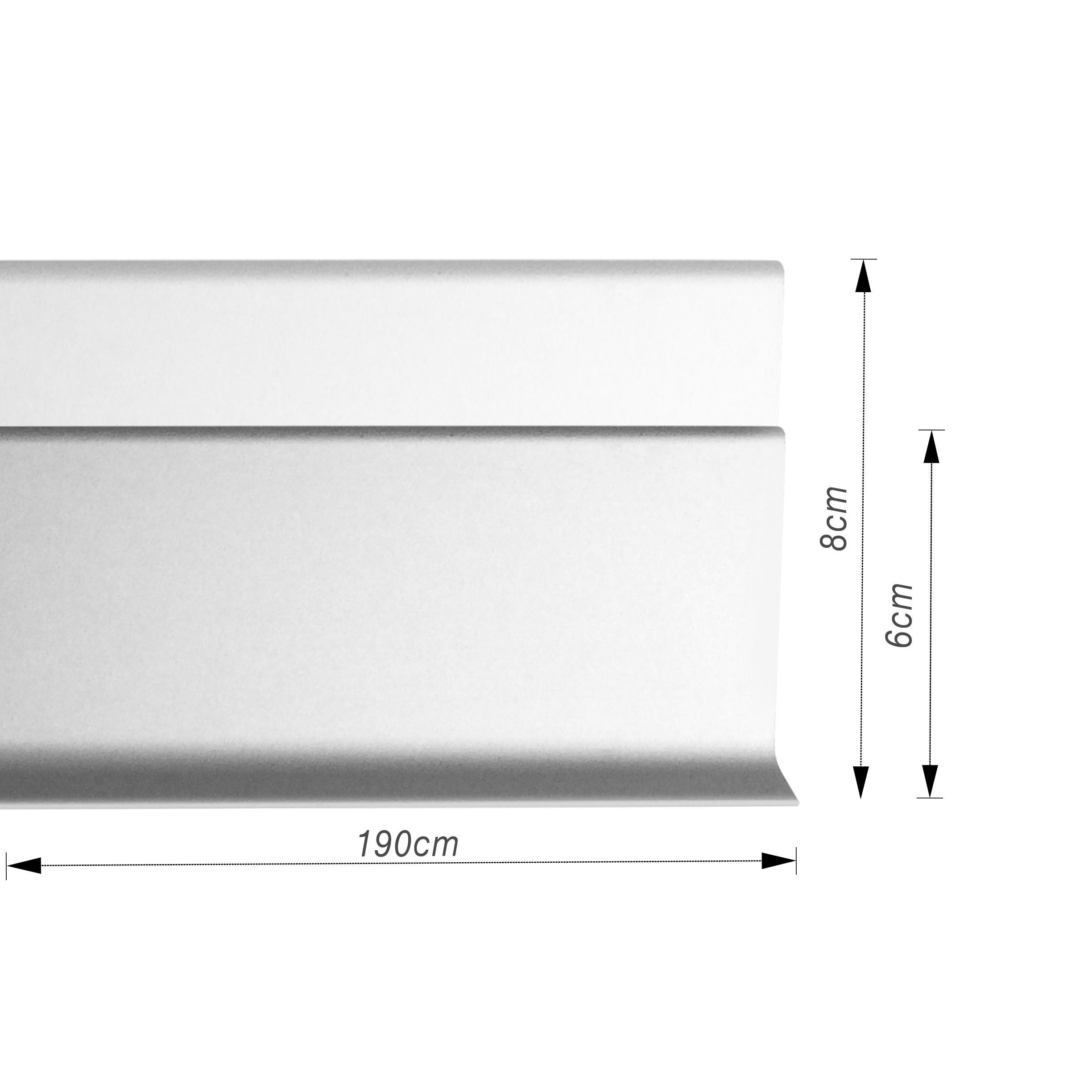 Battiscopa in alluminio KWS608 100% alluminio Lunghezza: 190 cm Altezza: 80 mm, 1 pezzo - 3