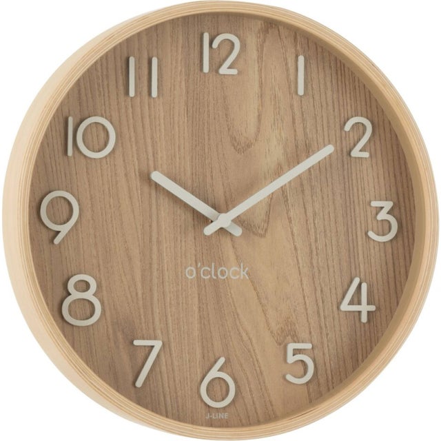 Horloge murale en bois naturel 30.0 x 30.0 x 4.5 cm naturel
